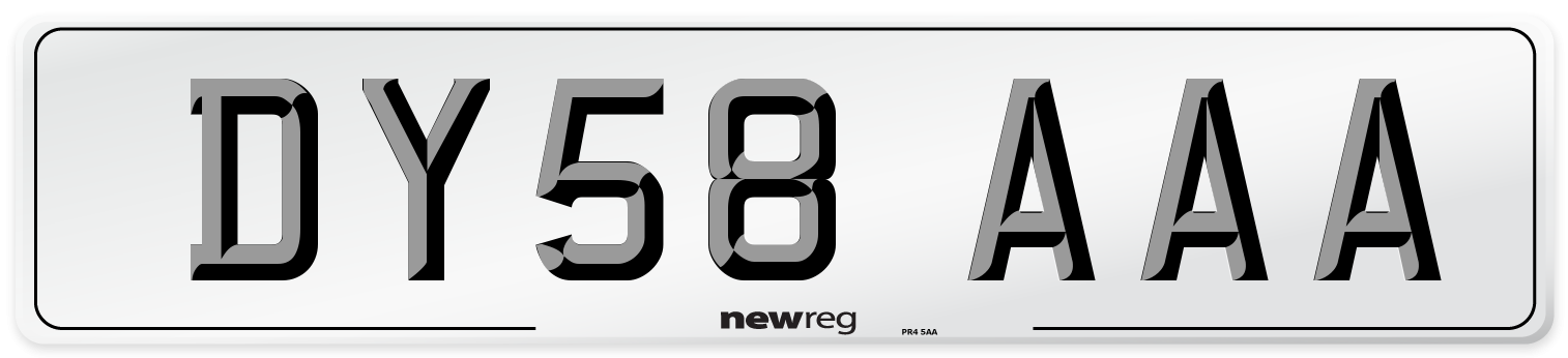 DY58 AAA Number Plate from New Reg